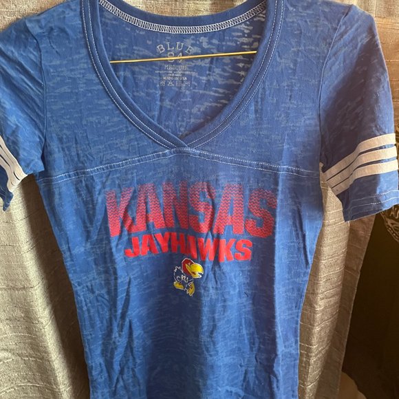 Blue 84 Kansas Jayhawk Women's/Teen Medium Blue T-shirt - Picture 6 of 6
